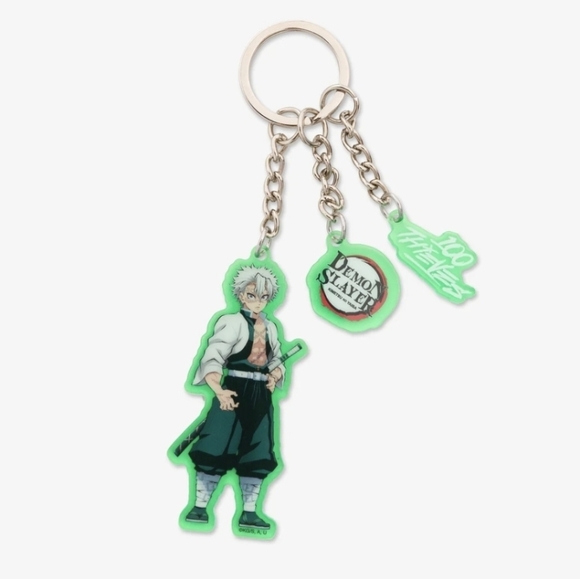 DEMON SLAYER X 100 THEIVES Sanemi Shinazugawa Keychain Green - New - Picture 1 of 2